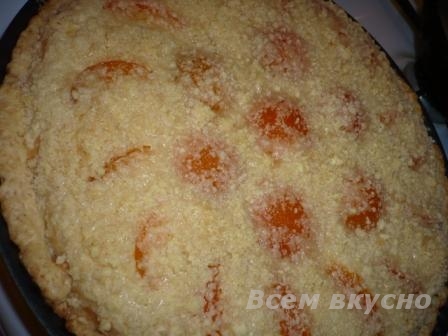 Творожный пирог с персиками и штрейзелем.